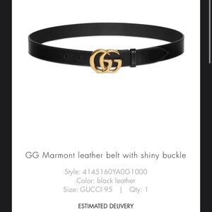 Gucci Black W Belt size 95 100% authentic guranteed